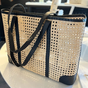 Oversized Black Woven Tote