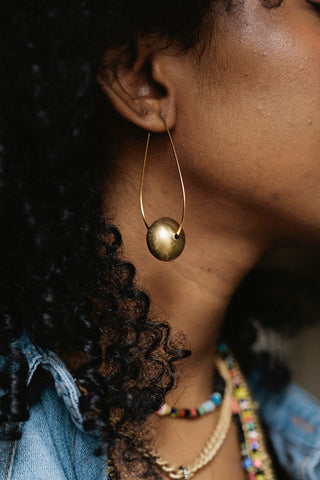 Gold Kidney // Bead Earring