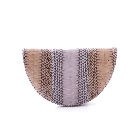 Cream Python Clutch