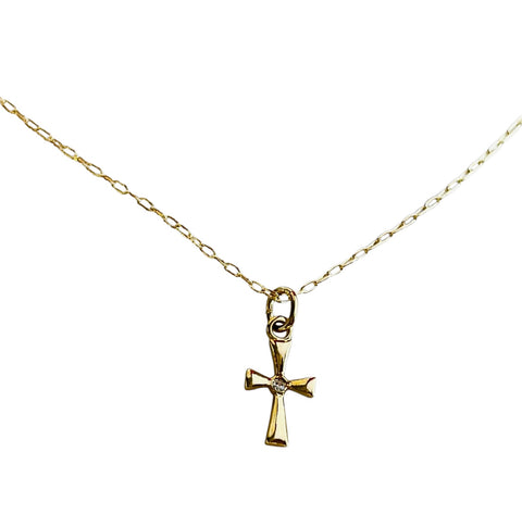 Tiny Crystal Cross Necklace