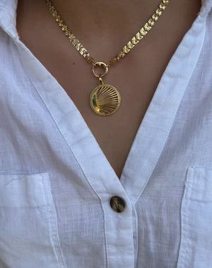 Pave Diamond Gold Moon Rays Necklace