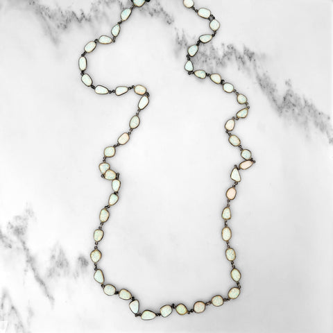 Long Oxidized Opal Necklace