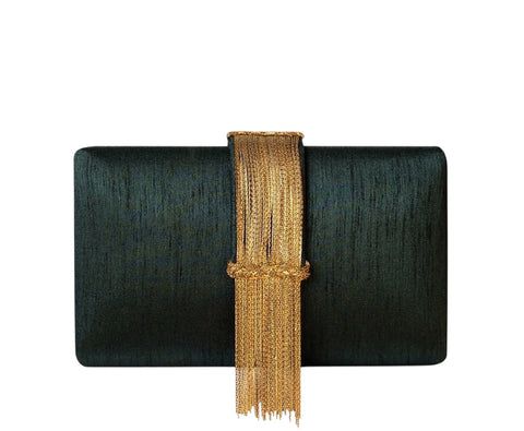 Teal Fringe Clutch