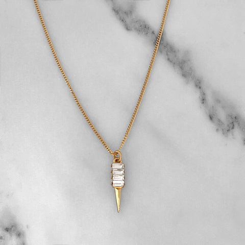Gold Baguette Spike Necklace