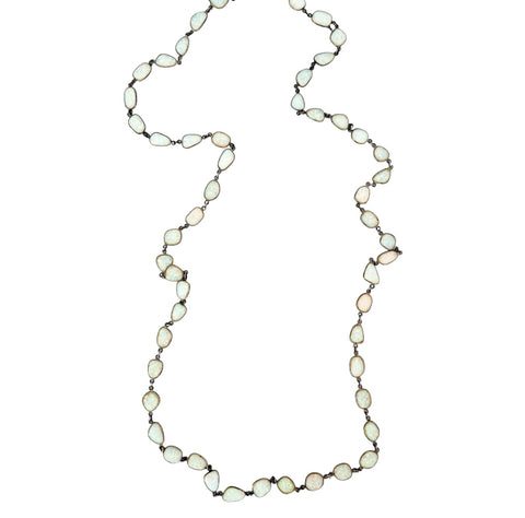 Long Oxidized Opal Necklace