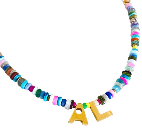 Multicolor Initial Necklace