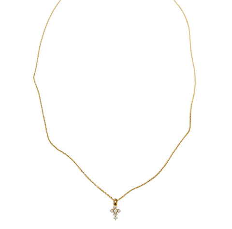Gold Baby Crystal Cross Necklace