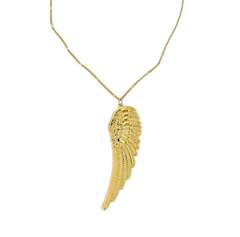 Large Gold Angel Wing Necklace