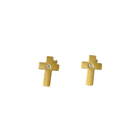 Gold Cross Studs