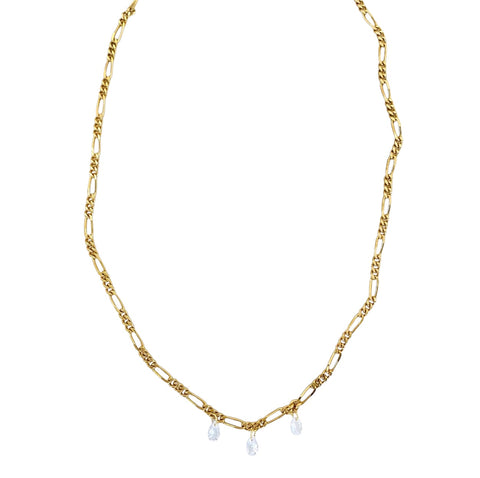 Gold Crystal Teardrops Necklace