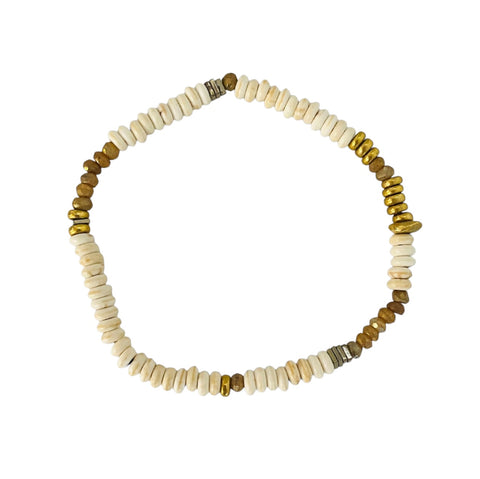 White Turquoise + Gold Pyrite Bracelet