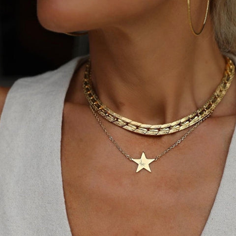 Matte Gold Star Necklace