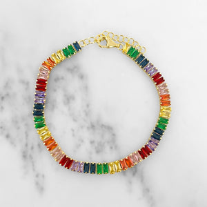 Multicolor Baguette Tennis Bracelet