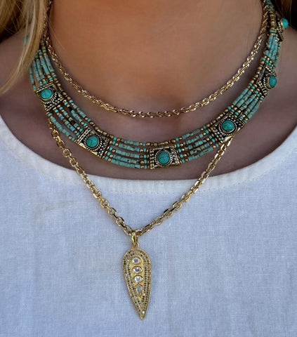 Gold Pave Moonstone Necklace