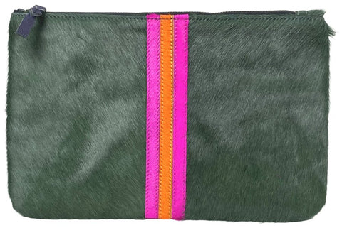 Parker & Hyde // Forest Green and Pink Clutch
