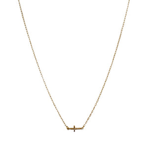 Gold Baby Sideways Cross Necklace