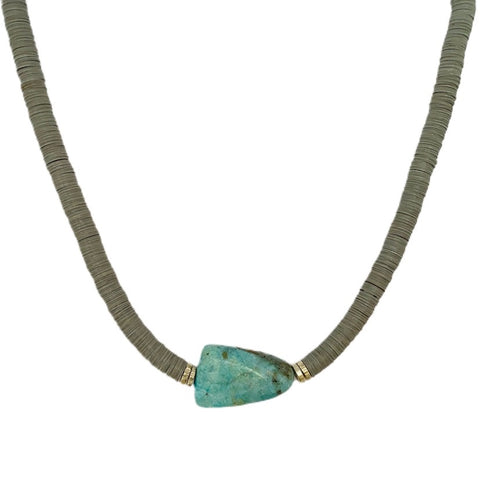 Grey Heshi // Turquoise Necklace