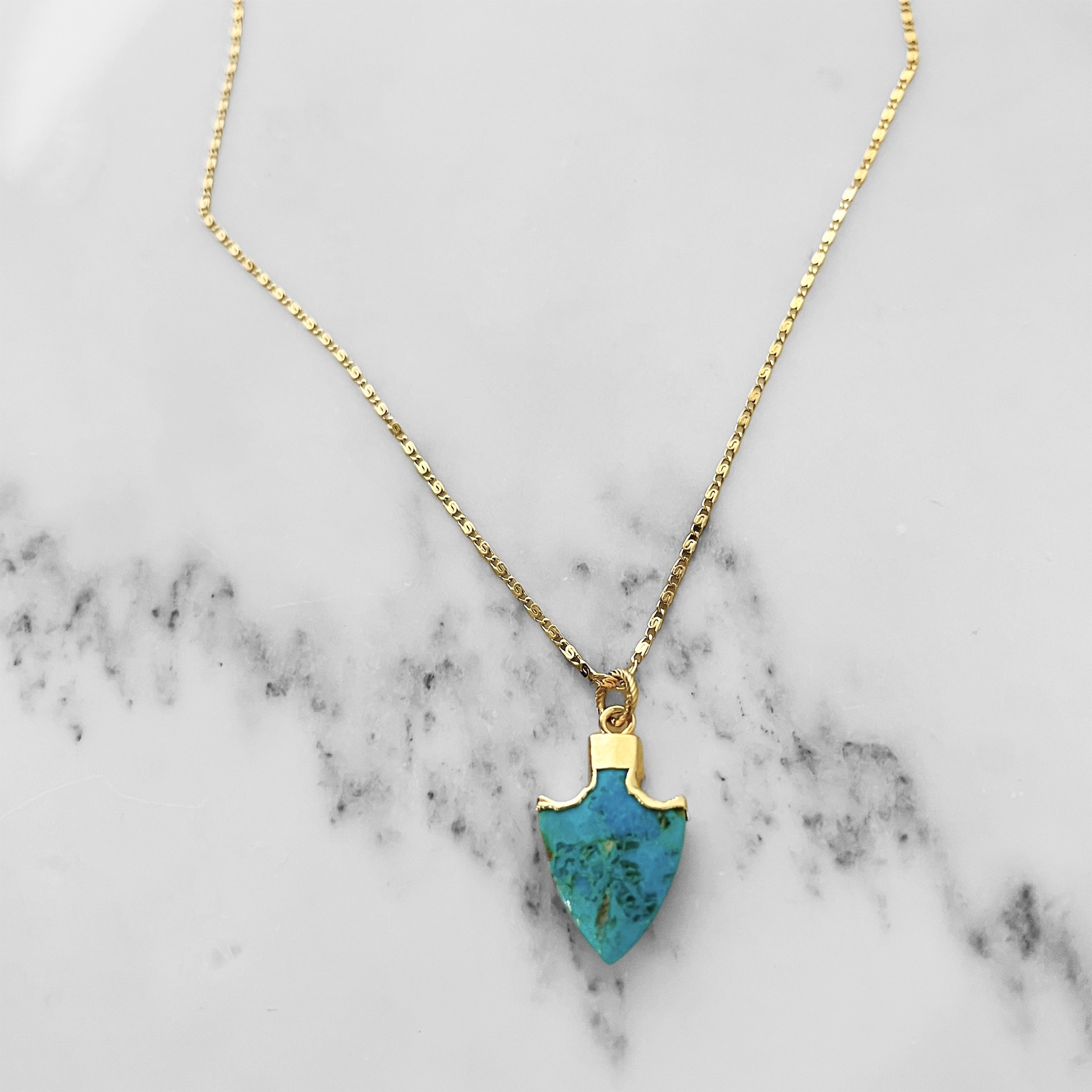 Gold // Turquoise Arrowhead Necklace