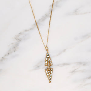 Gold Crystal Double Arrow Necklace