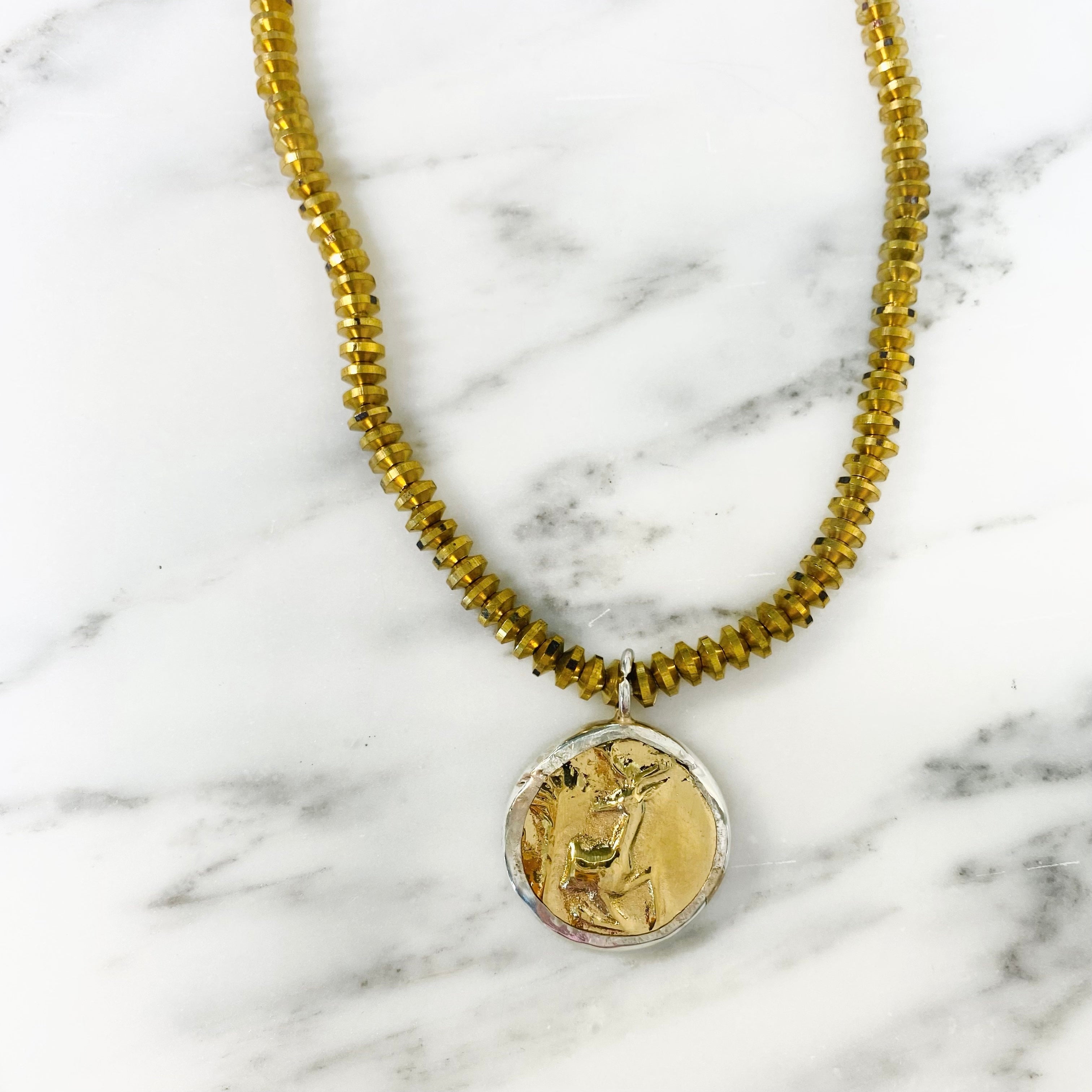 Long Gold Queen Bee Coin Necklace