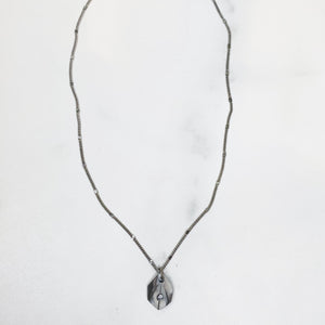 Baby Silver Pointed Crystal Horn Necklace