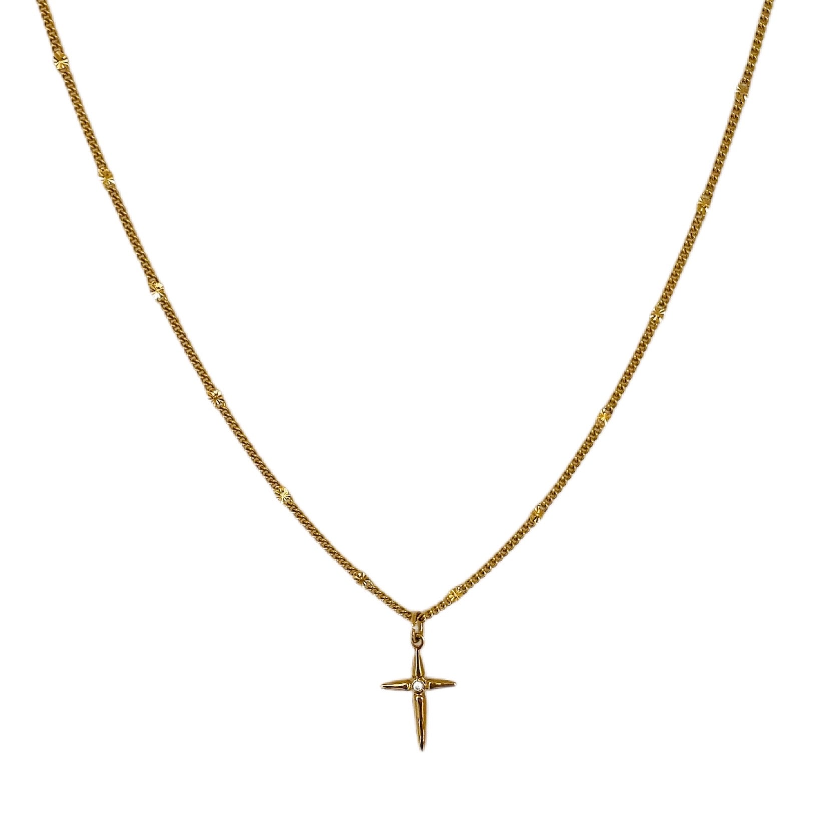 Gold Pointed Cross Necklace