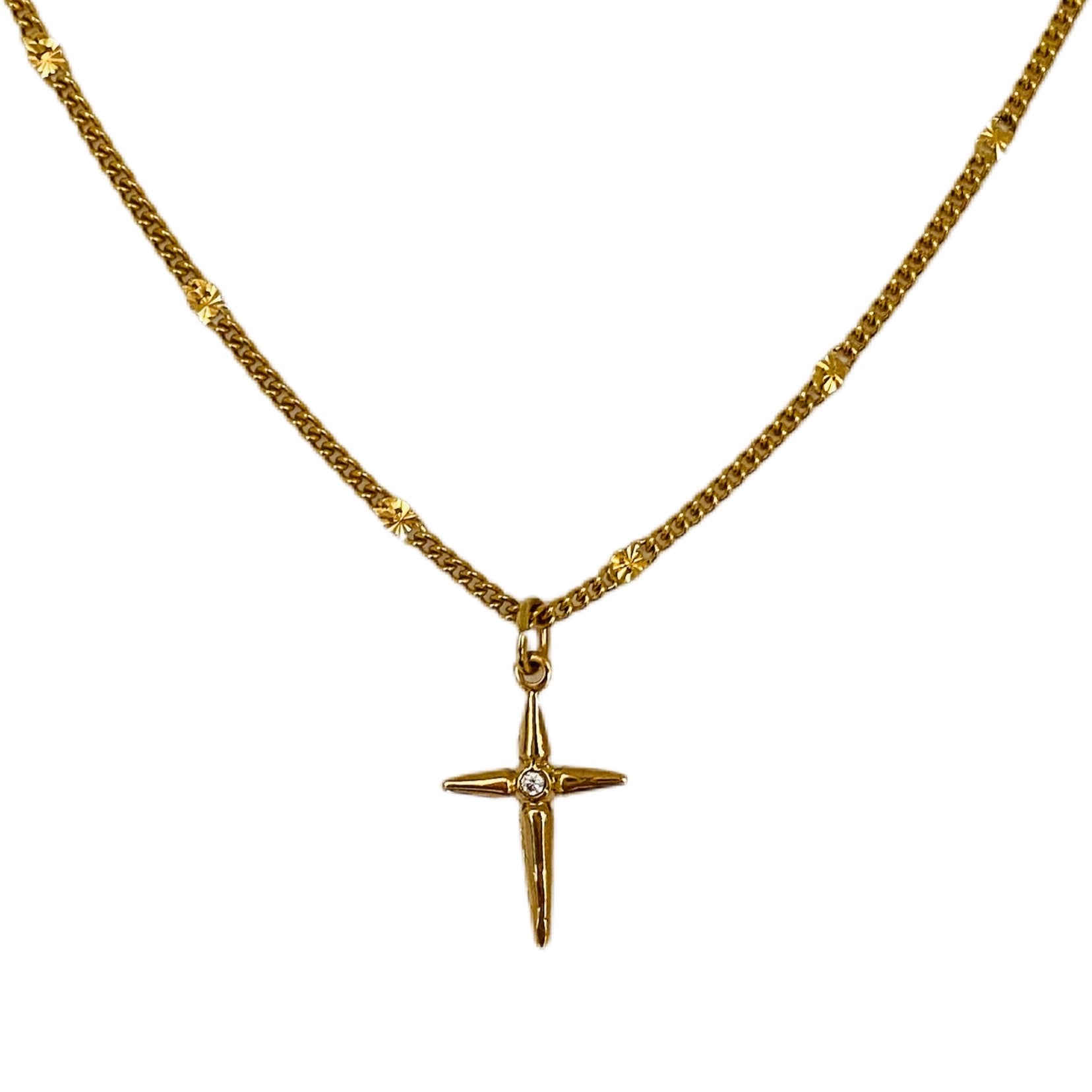 Gold Pointed Cross Necklace