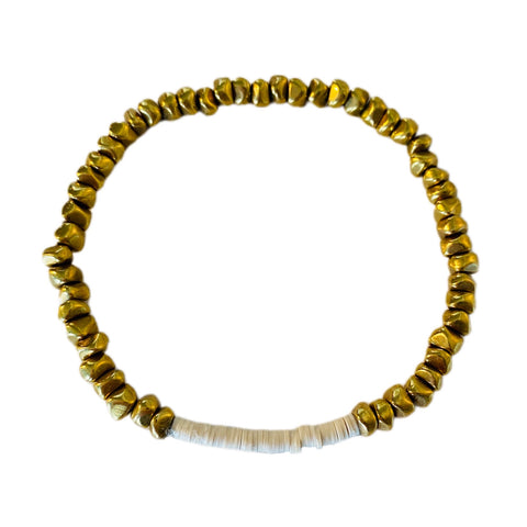 Gold Nugget // White Heshi Bracelet
