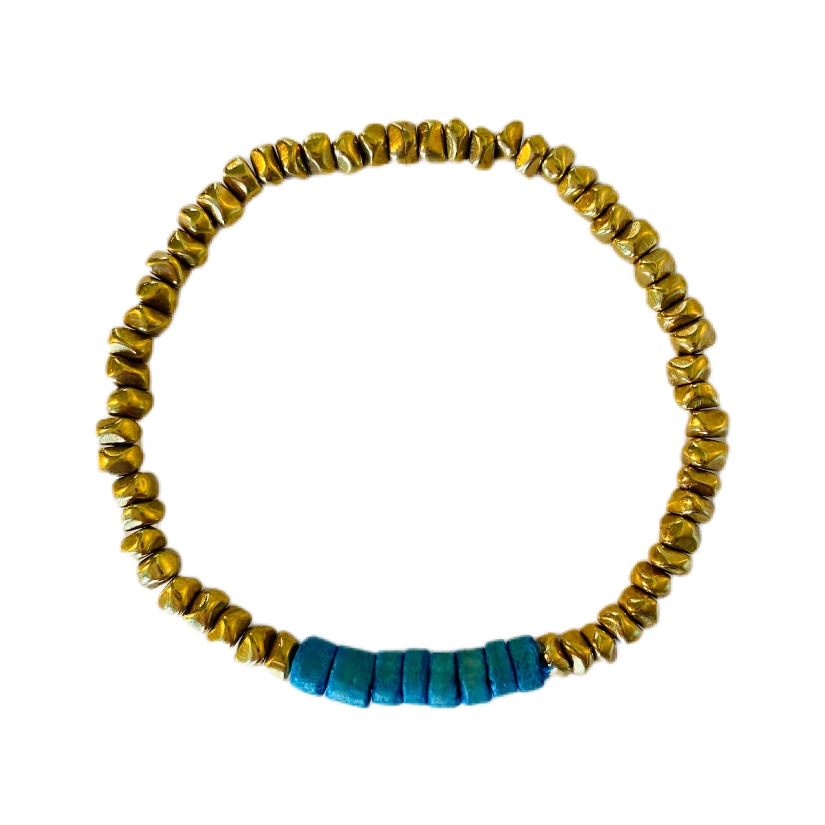 Gold Brass Nugget // Turquoise Coco Bracelet