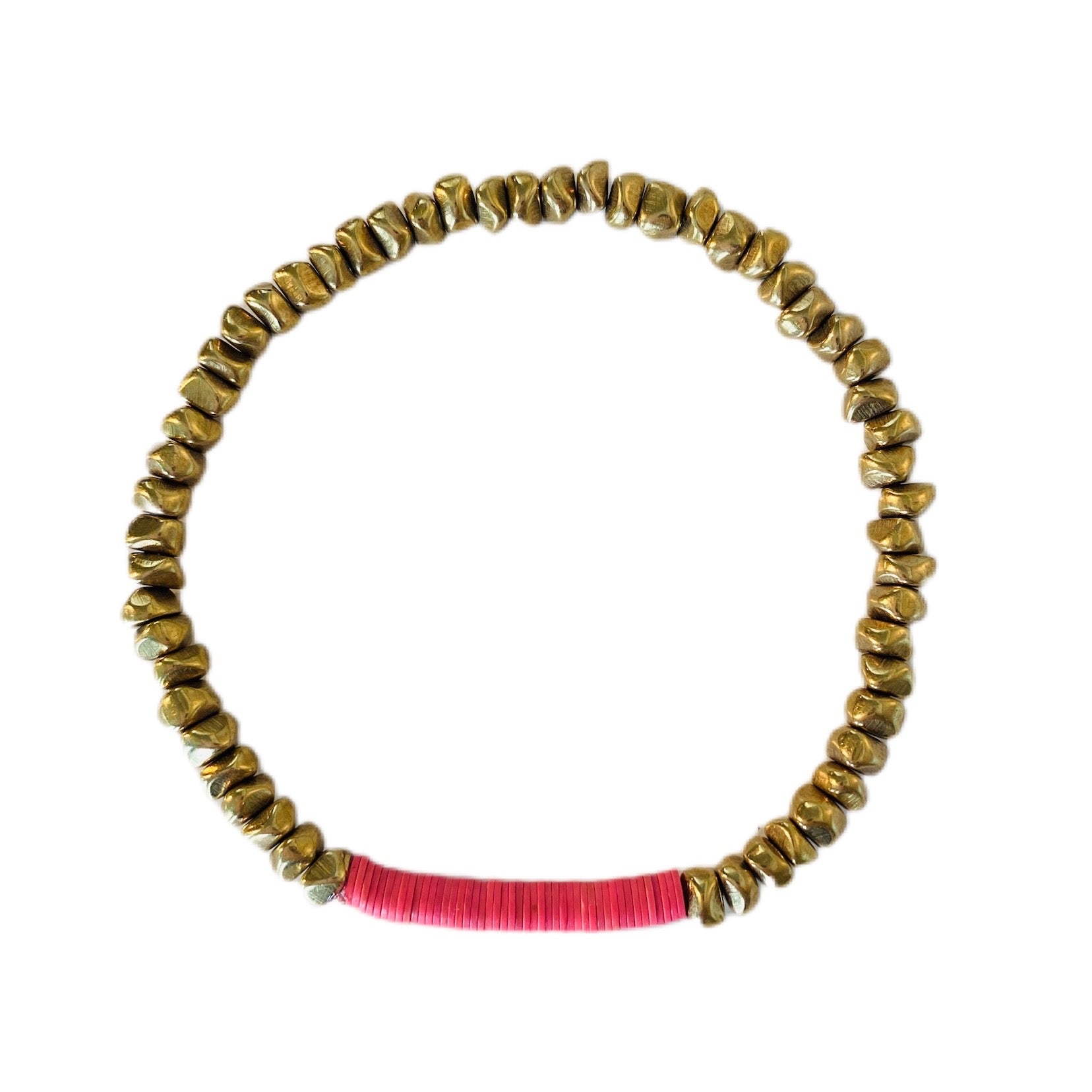Gold Nugget // Hot Pink Heshi Bracelet