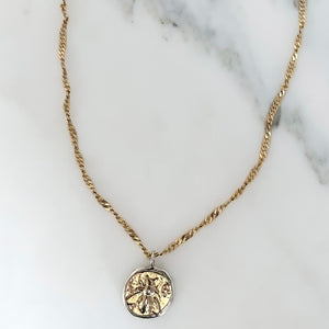 Gold Queen Bee Coin Necklace