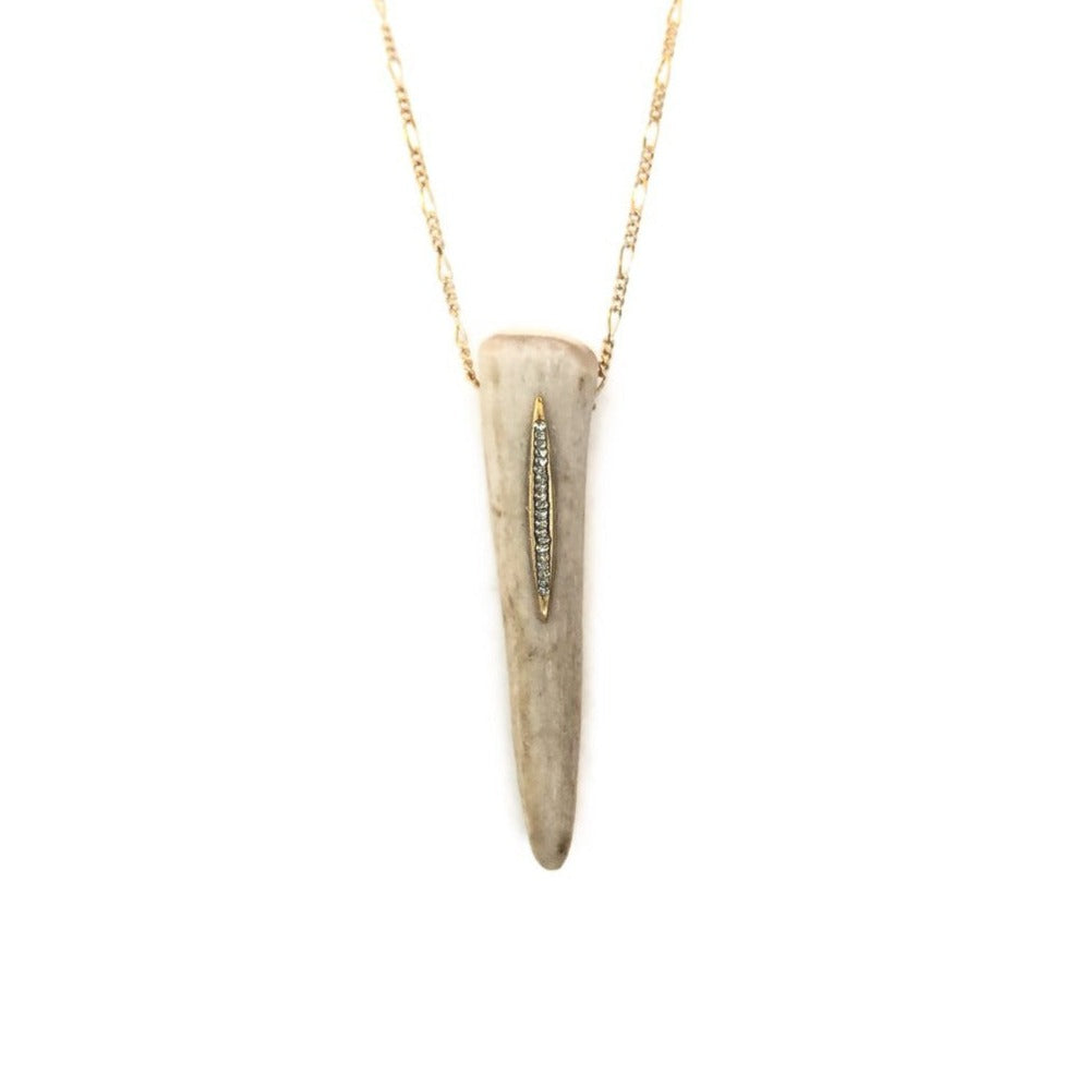 Small Tusk + Gold Crystal Spike Necklace