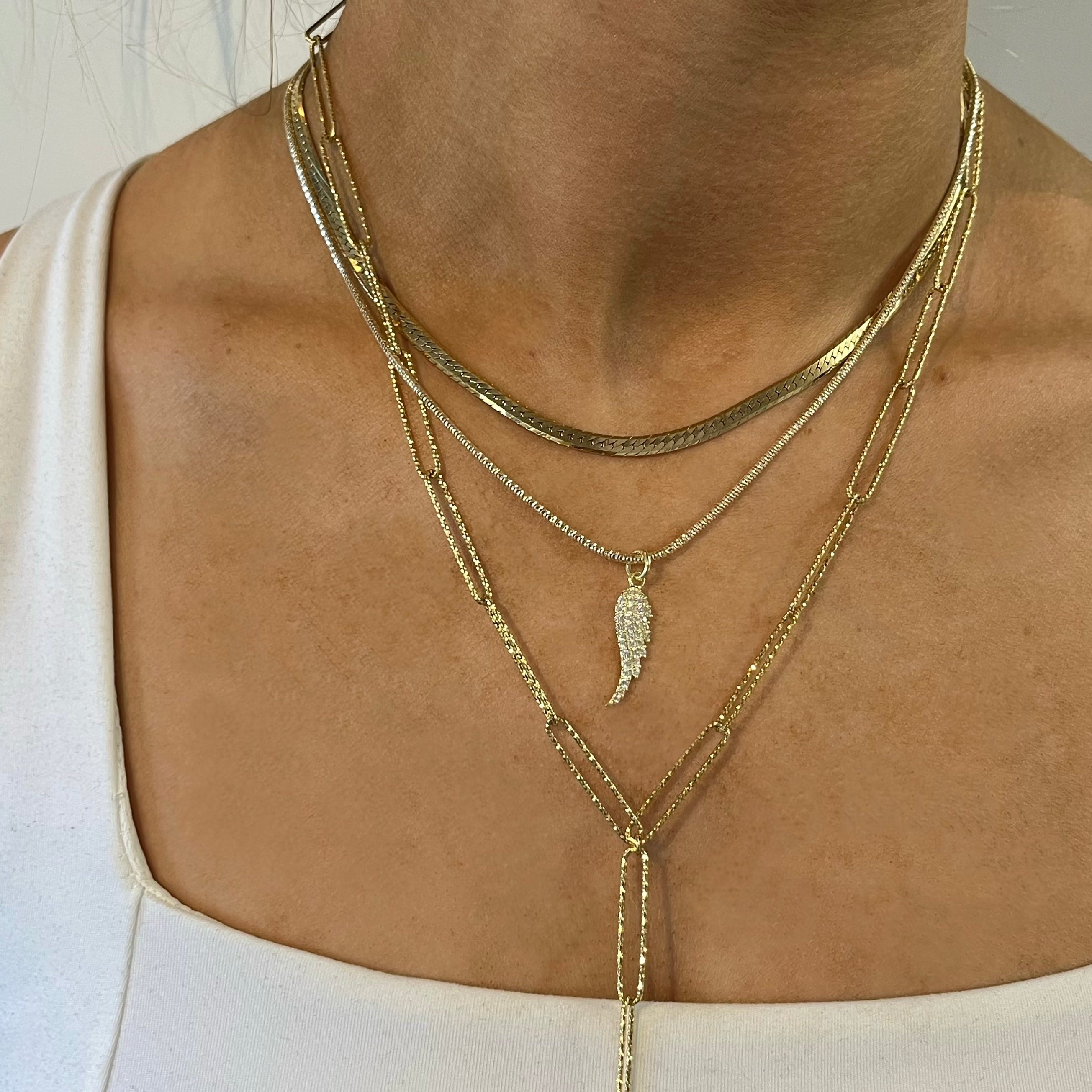 Gold Shimmer Angel Wing Necklace