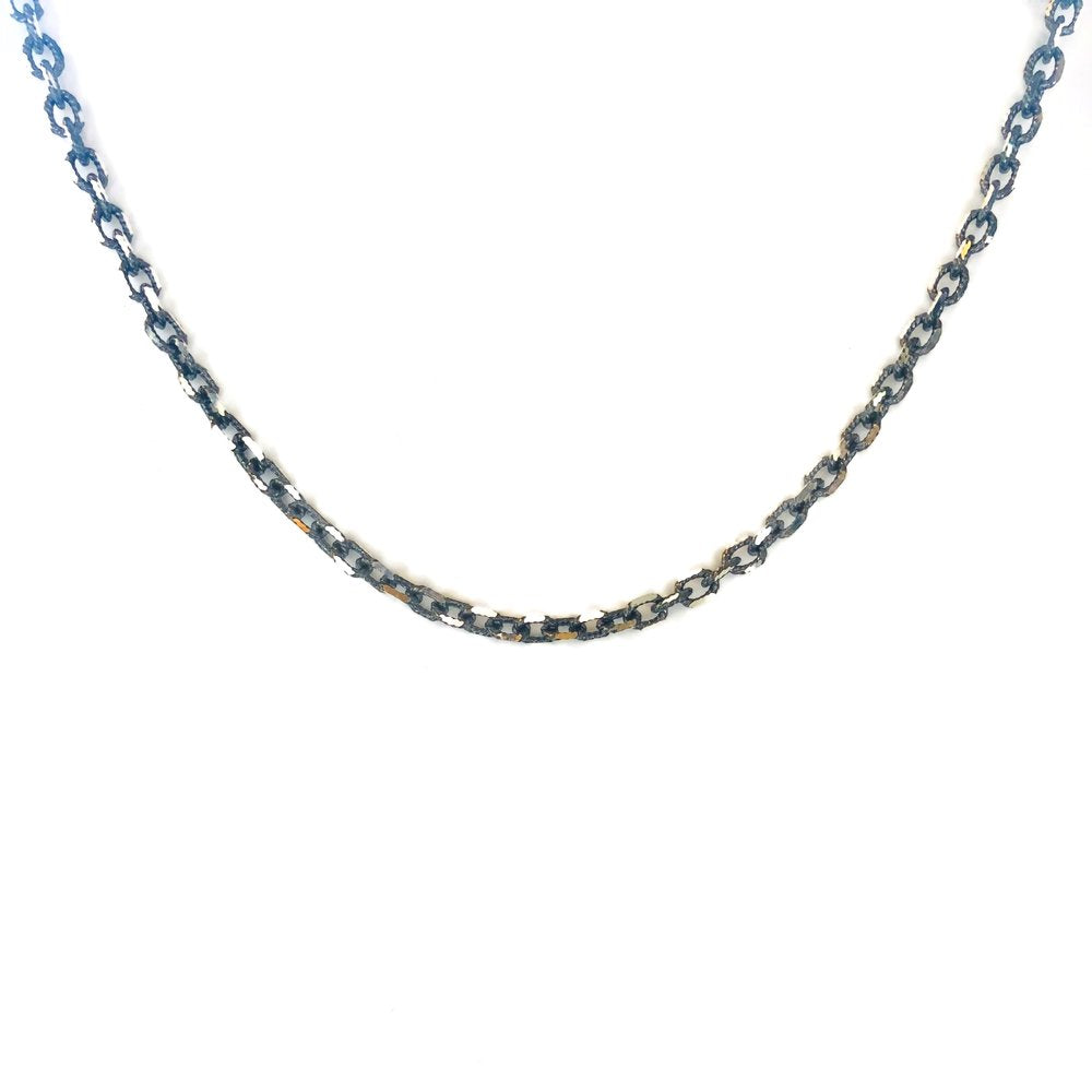 Oxidized Faceted Dog Chain Necklace