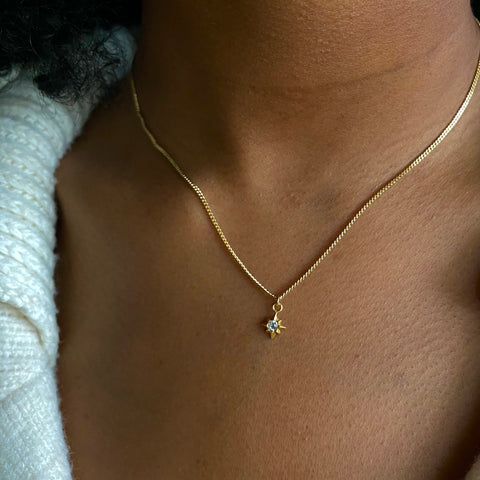 Tiny Gold Crystal Star Necklace