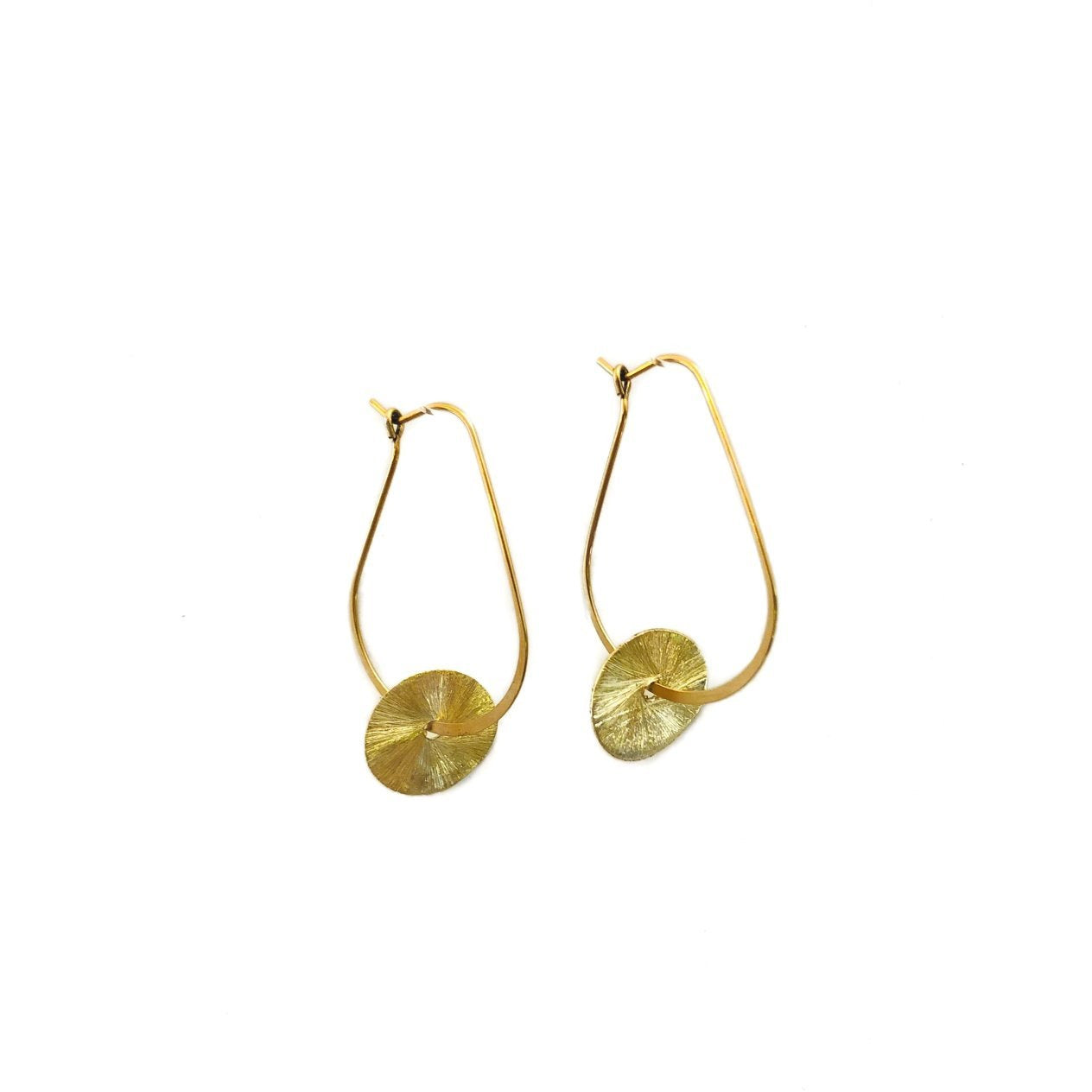 Small Gold Kidney + Disc Earring