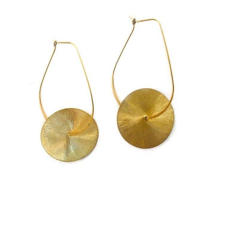 Large Flat Gold Kidney + Disc Earring