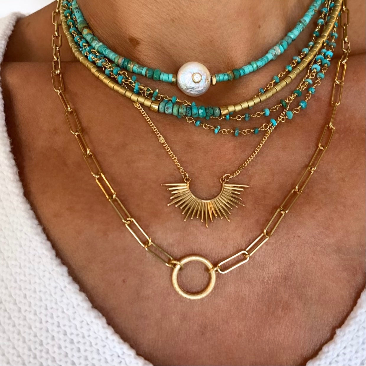 Matte Gold // Turquoise Necklace
