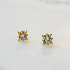 Gold Crystal Star Studs