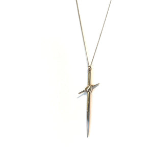 Long Silver Wire-Wrap Cross Necklace