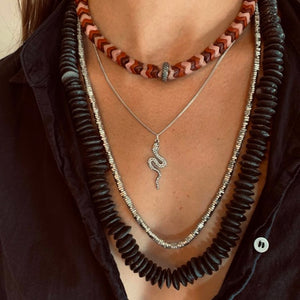 Long Silver Heshi Necklace