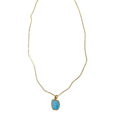 Gold-Wrapped Turquoise Necklace