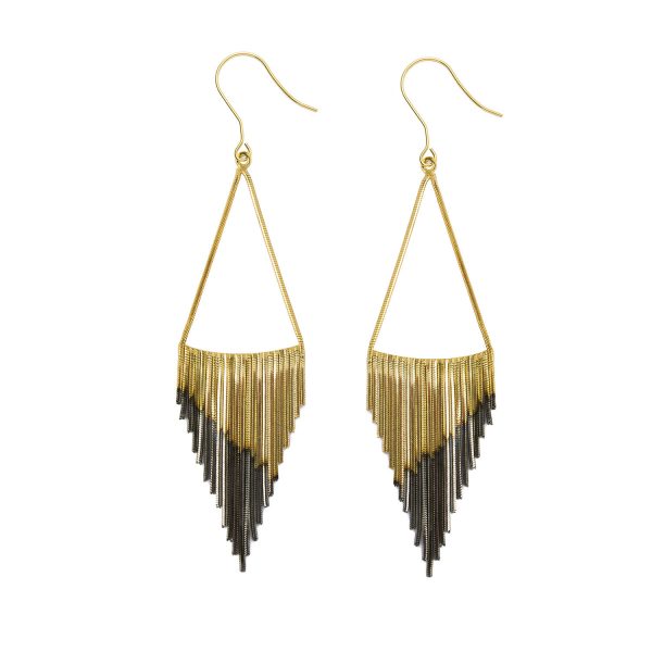 Gold // Black Triangle Fringe Earrings