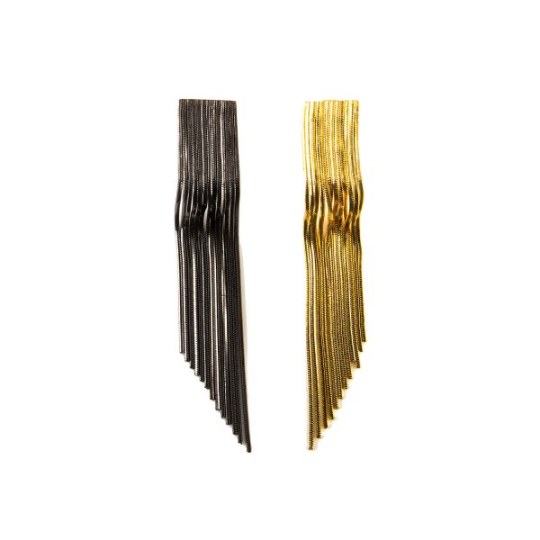 Gold + Black Fringe Earrings