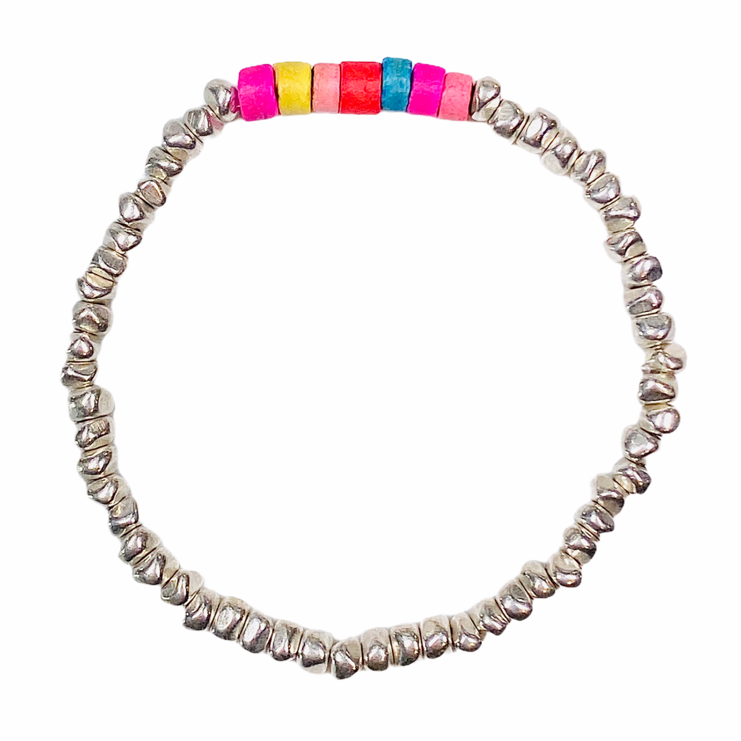 Silver Nugget // Multi Coco Bead Bracelet