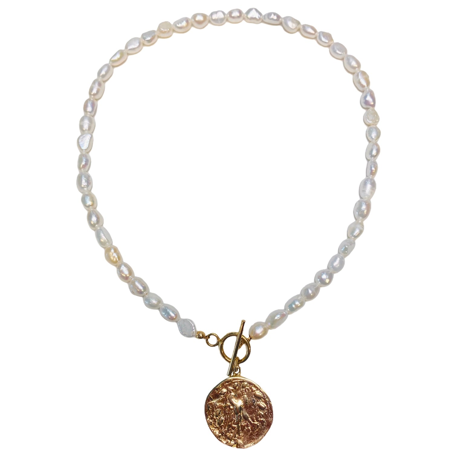 Pearl + Gold Coin Necklace