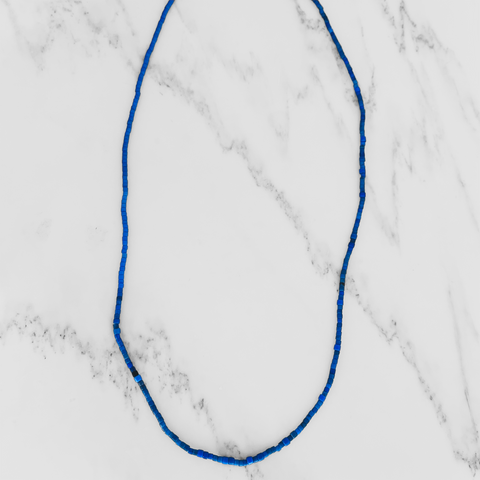 Long Blue Trade Bead Necklace