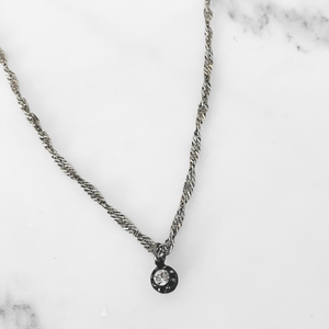 Silver Twisted Crystal Ball Necklace