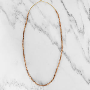 Long Beige Bead Necklace