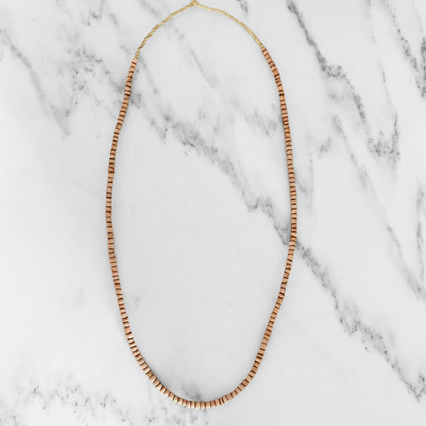 Long Beige Bead Necklace